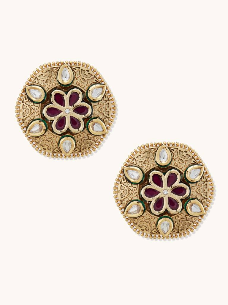 Royal Floral Kundan Studs : YI24A0104E