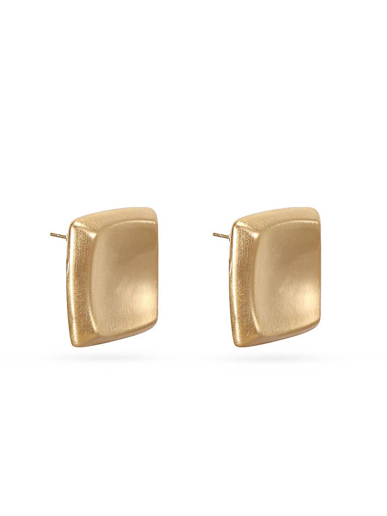 Square Shaped Minimalist Gold Stud Earrings : YI24A0054E