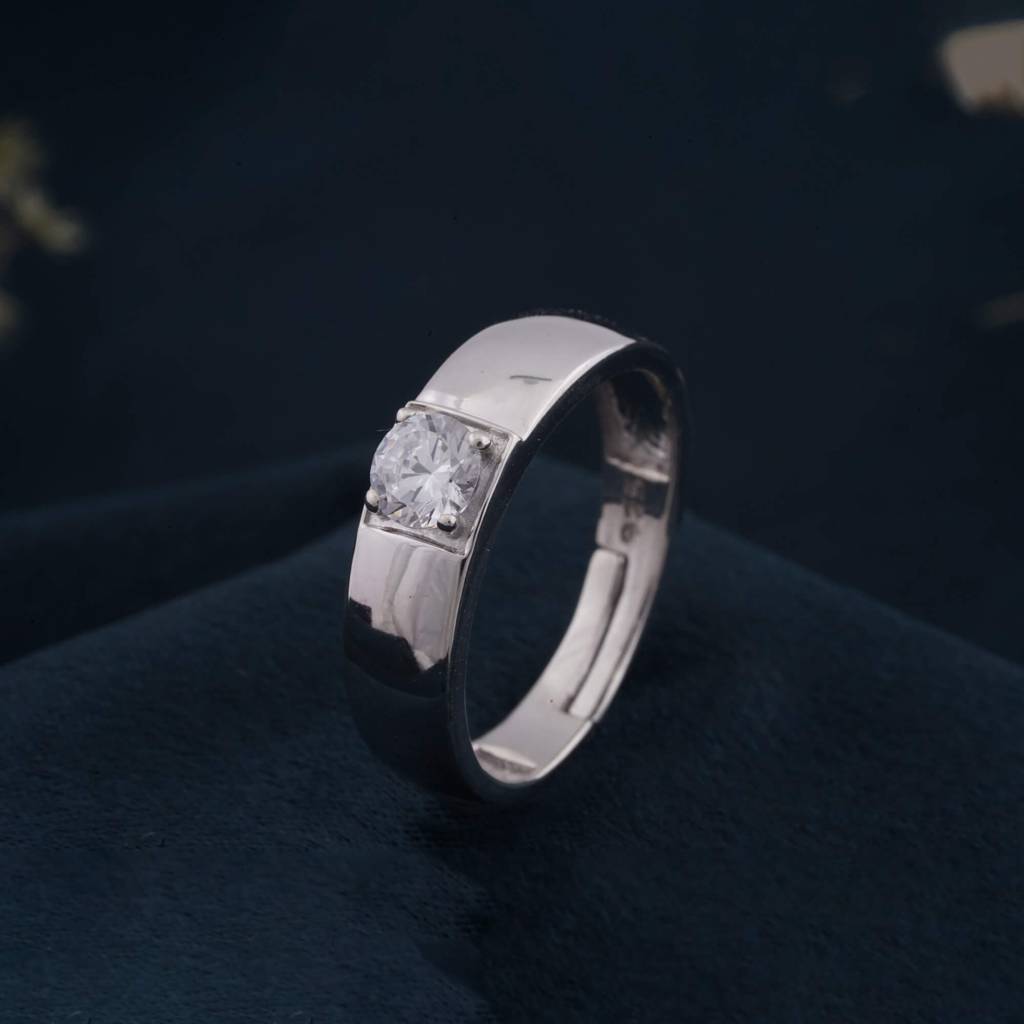 Silver Solitaire Classic Love Ring For Boys : ZLCPLR-1014-MW