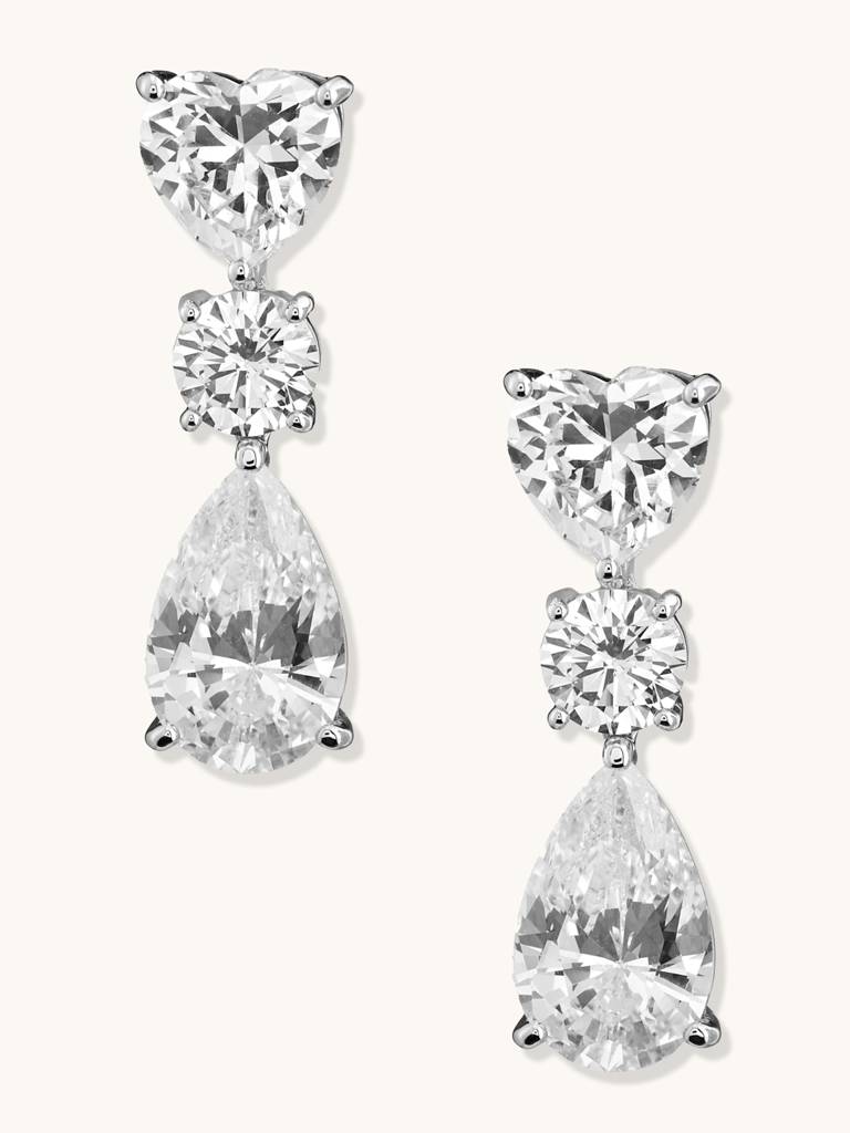 Silver Cz Solitaire Drop Earrings : YI24A0100E