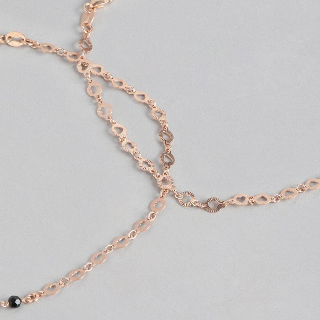 Rose Gold Radiance Beaded Chain Anklet In 925 Sterling Silver : ANK-60272-PAIR