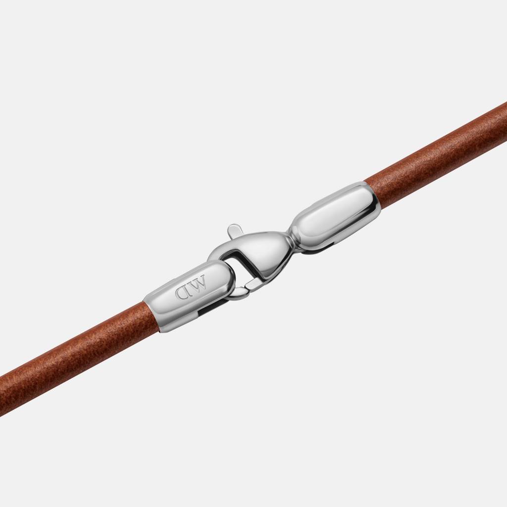 Daniel Wellington Leather Brown-Silver Leather Unisex Bracelet : DW00400718