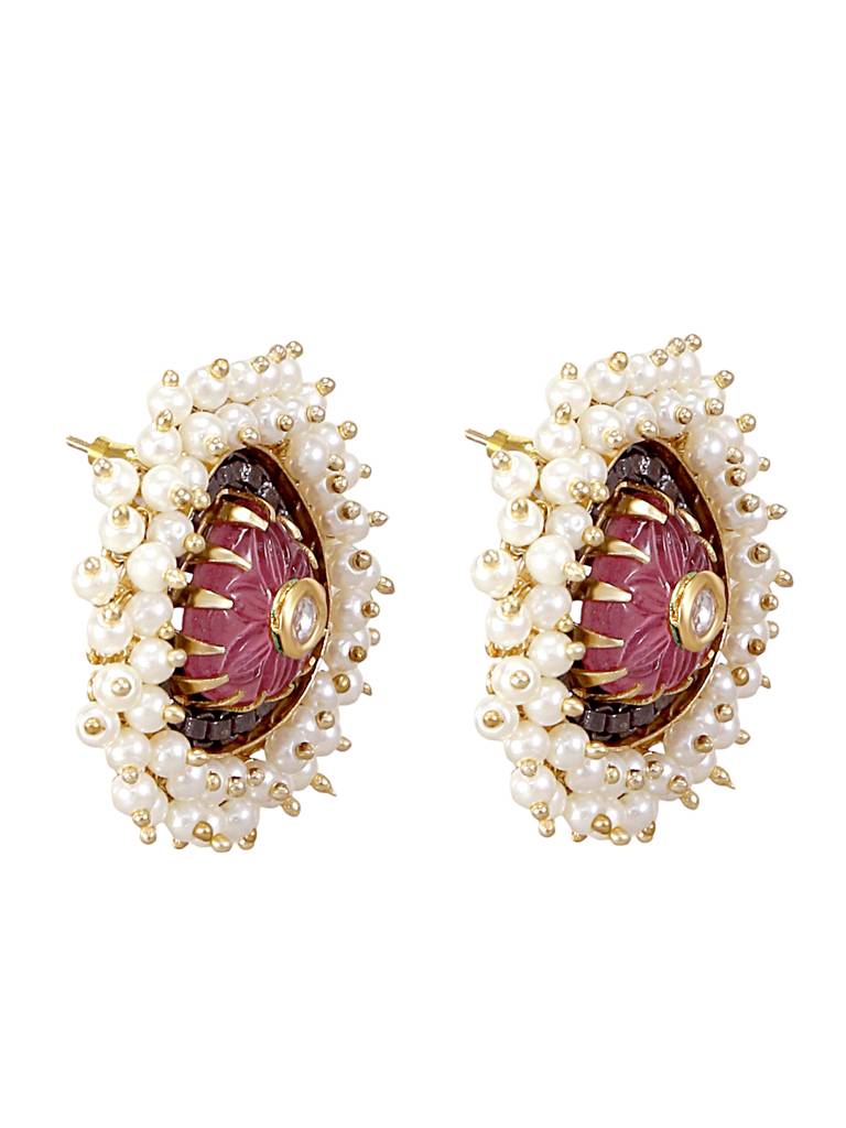 Pearl Studded Gold Earrings : YI24A0052E