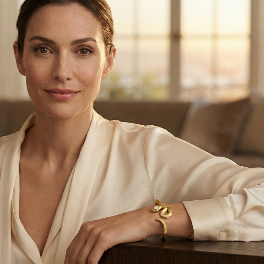 Snake Head Bracelet For Women | Bold Serpent Statement Bracelet Jewellery : 994334337