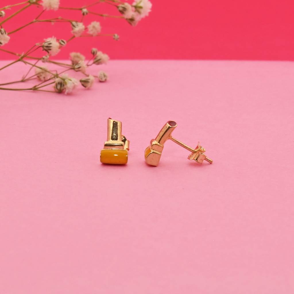 925 Pure Silver Lipstick Inspired Stud Earrings For Girls And Kids : TWP1312