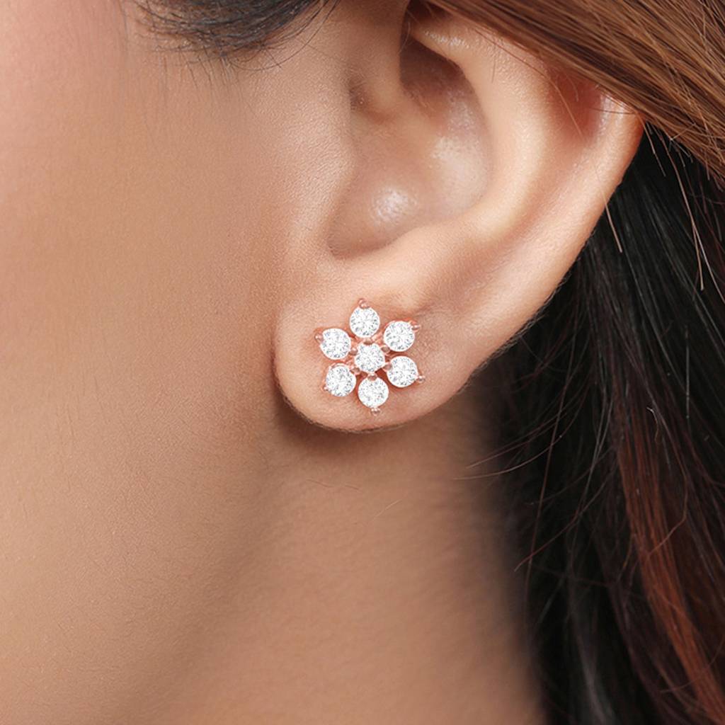 Studded Rose Gold Earrings : EAR-20153