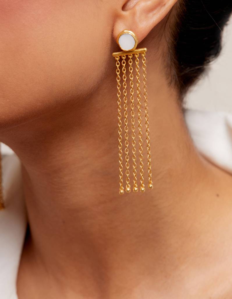 22kt Gold Plated Tassel Chandelier Earrings