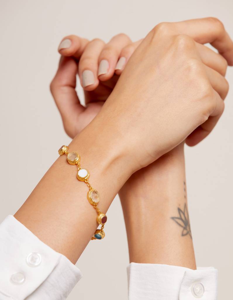 22kt Gold Plated Multicolored Rough Stone Bracelet