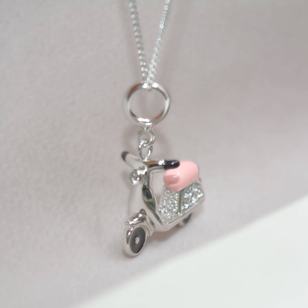 Retro Scooter Charm Pendant - 925 Silver Jewelry : 1300