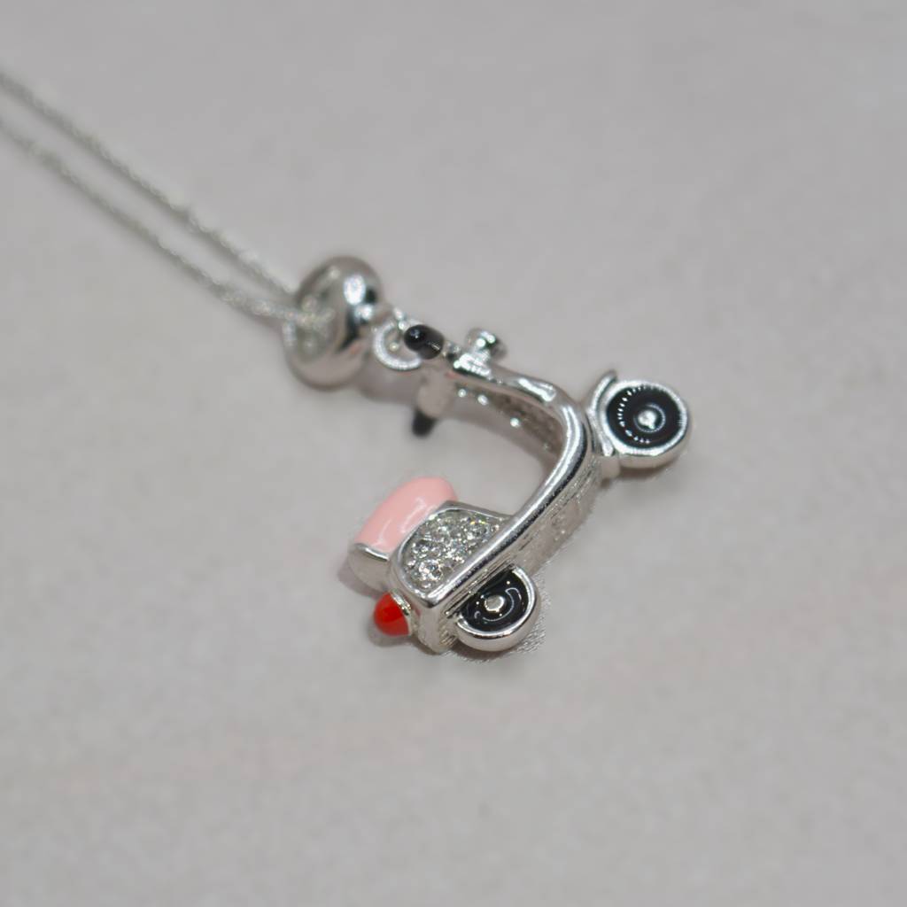 Retro Scooter Charm Pendant - 925 Silver Jewelry : 1300