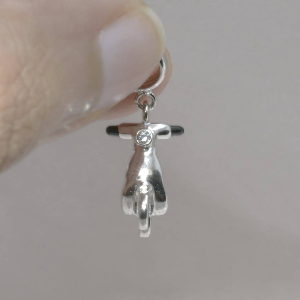 Retro Scooter Charm Pendant - 925 Silver Jewelry : 1300