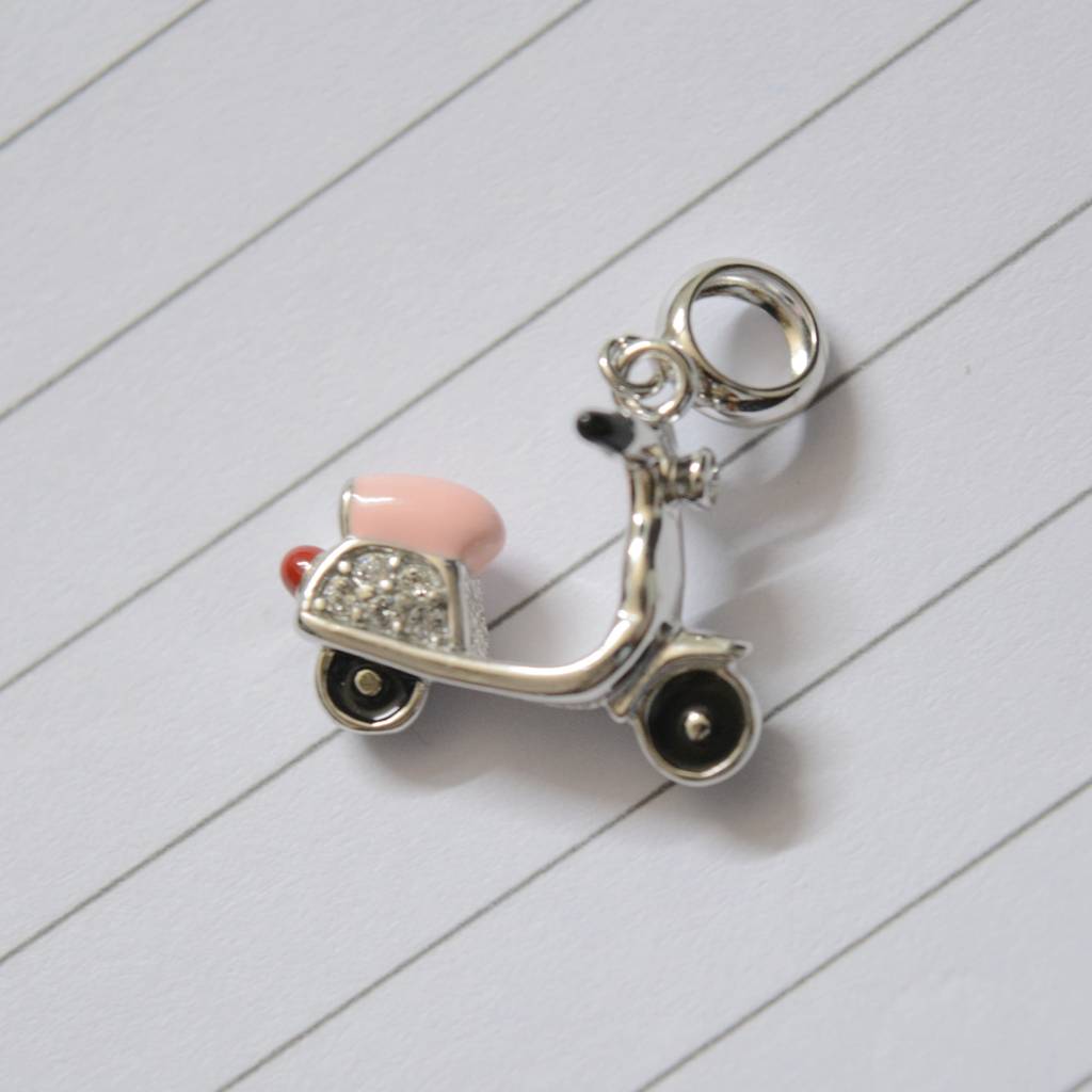 Retro Scooter Charm Pendant - 925 Silver Jewelry : 1300
