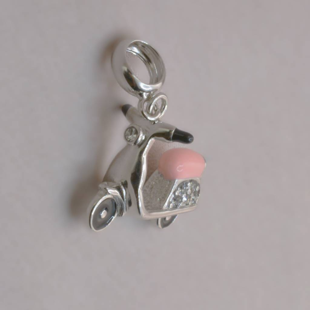 Retro Scooter Charm Pendant - 925 Silver Jewelry : 1300