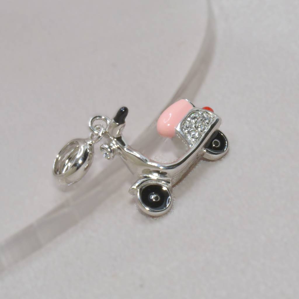 Retro Scooter Charm Pendant - 925 Silver Jewelry : 1300