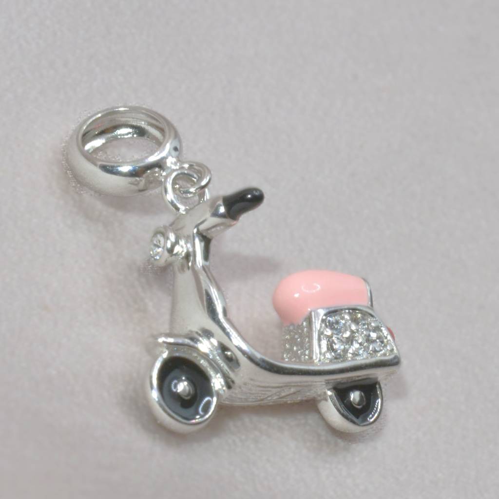 Retro Scooter Charm Pendant - 925 Silver Jewelry : 1300