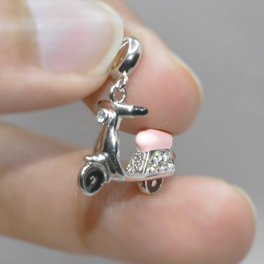 Retro Scooter Charm Pendant - 925 Silver Jewelry : 1300