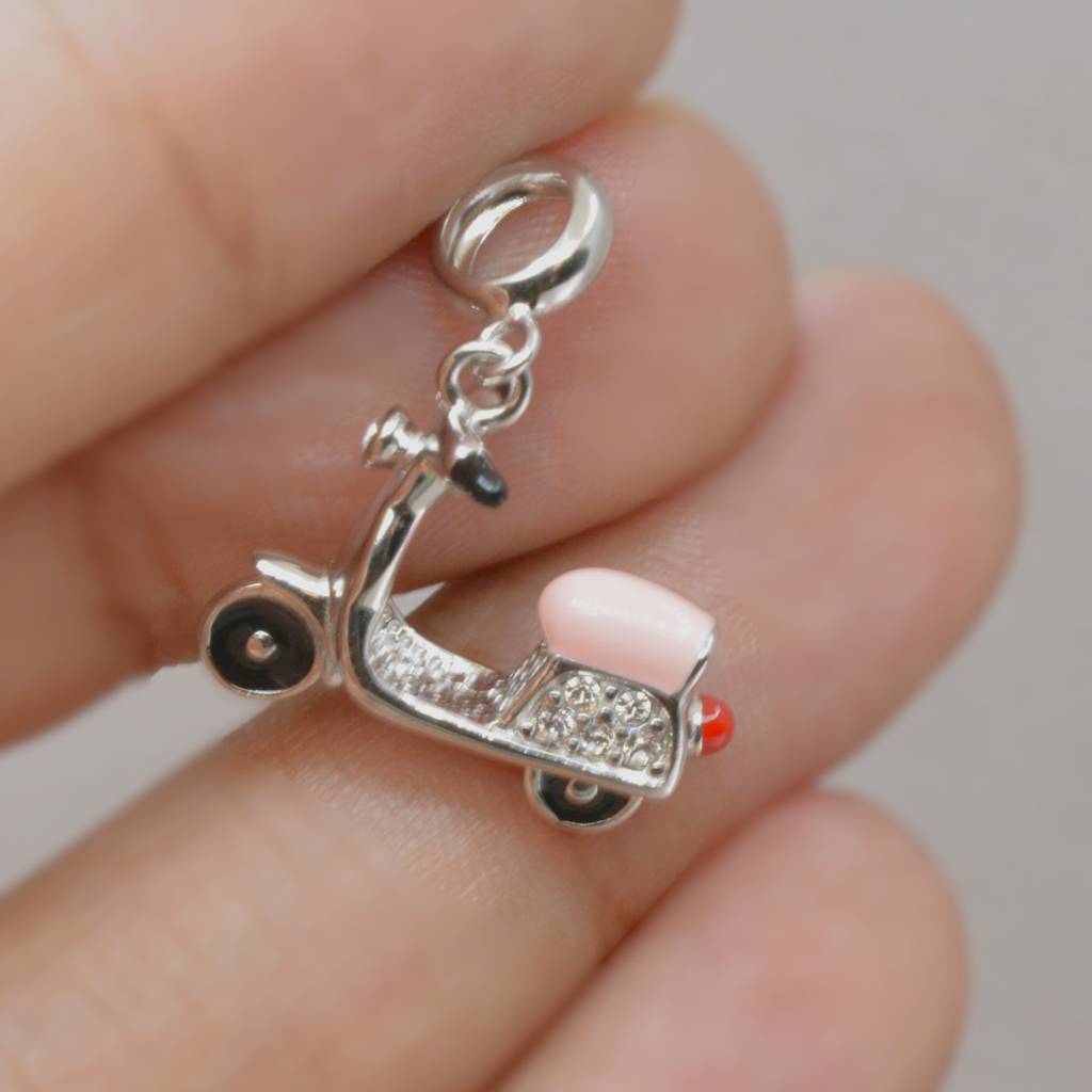 Retro Scooter Charm Pendant - 925 Silver Jewelry : 1300
