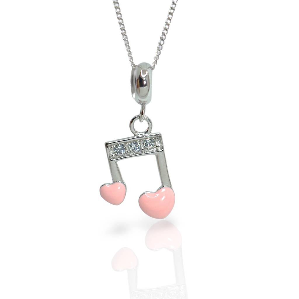 Musical Note Heart Charm Pendant - 925 Silver Jewelry : 1302