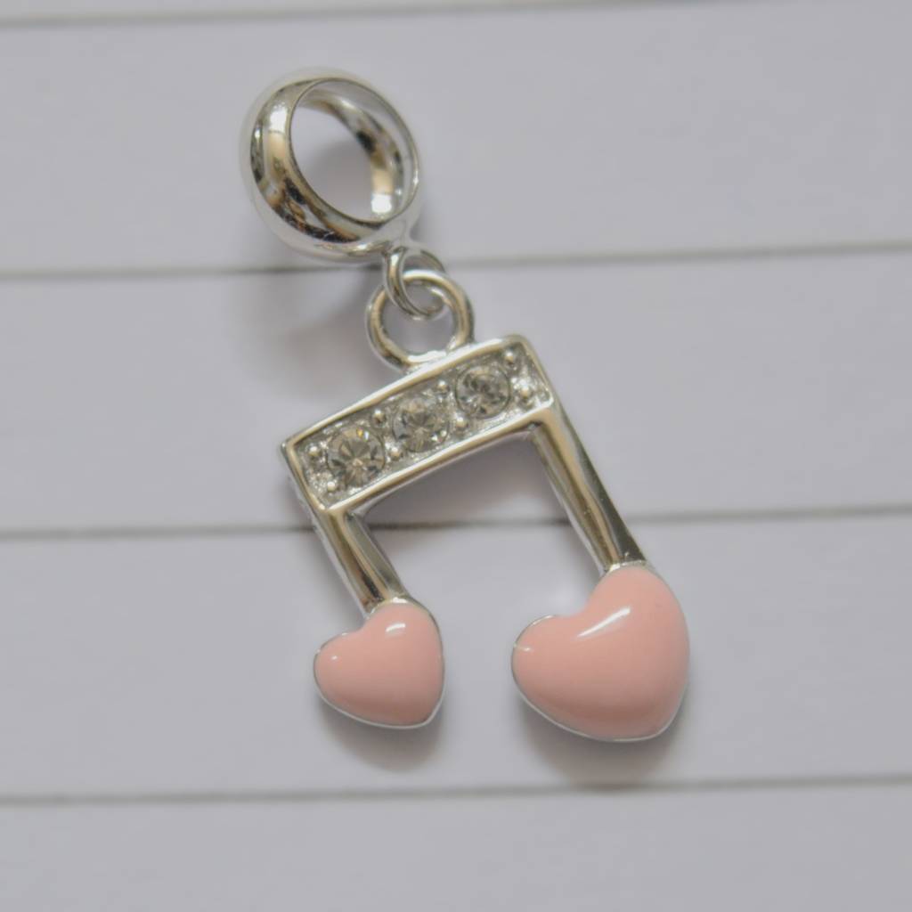 Musical Note Heart Charm Pendant - 925 Silver Jewelry : 1302