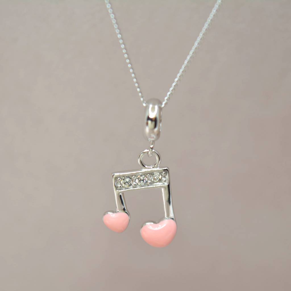 Musical Note Heart Charm Pendant - 925 Silver Jewelry : 1302