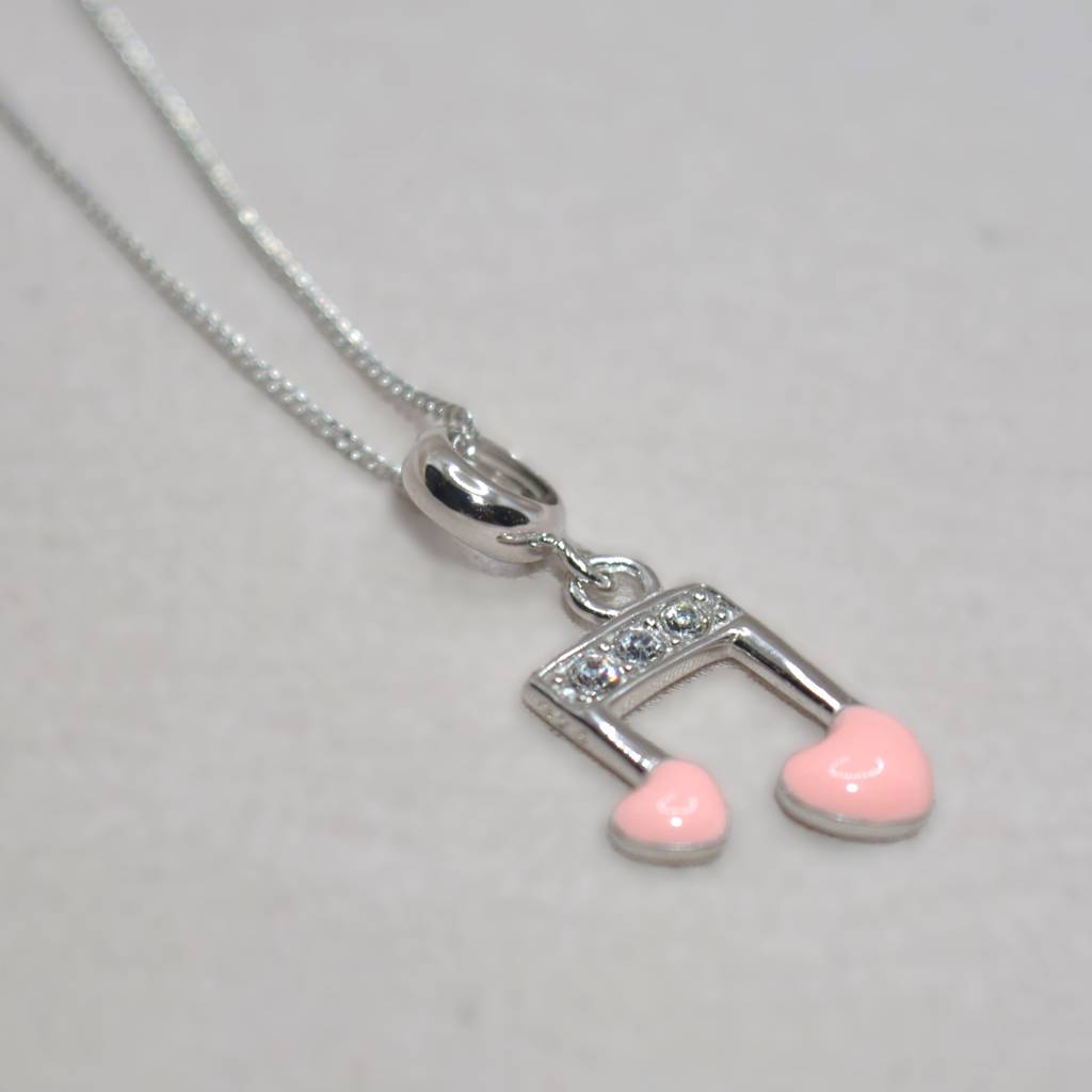 Musical Note Heart Charm Pendant - 925 Silver Jewelry : 1302