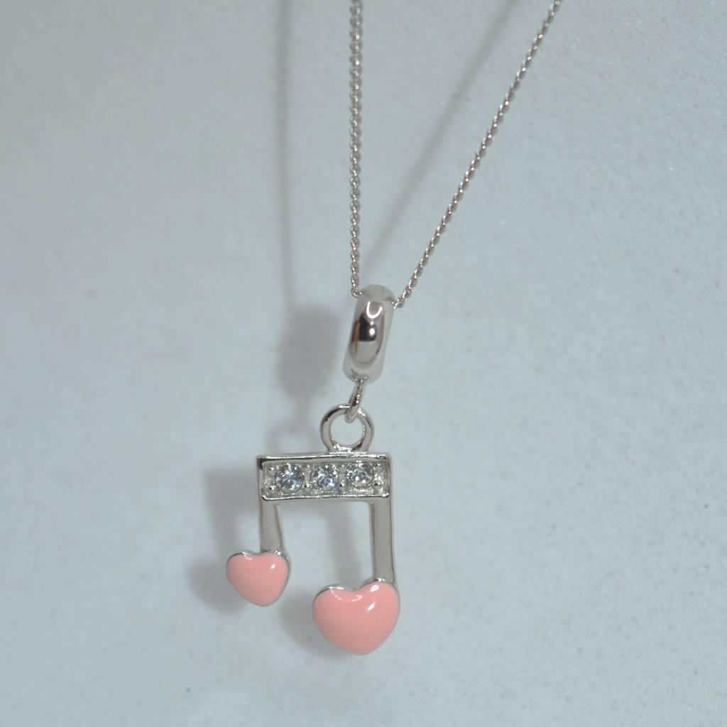 Musical Note Heart Charm Pendant - 925 Silver Jewelry : 1302