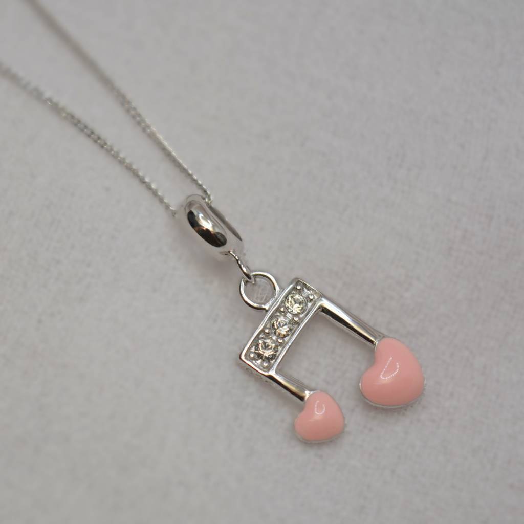 Musical Note Heart Charm Pendant - 925 Silver Jewelry : 1302