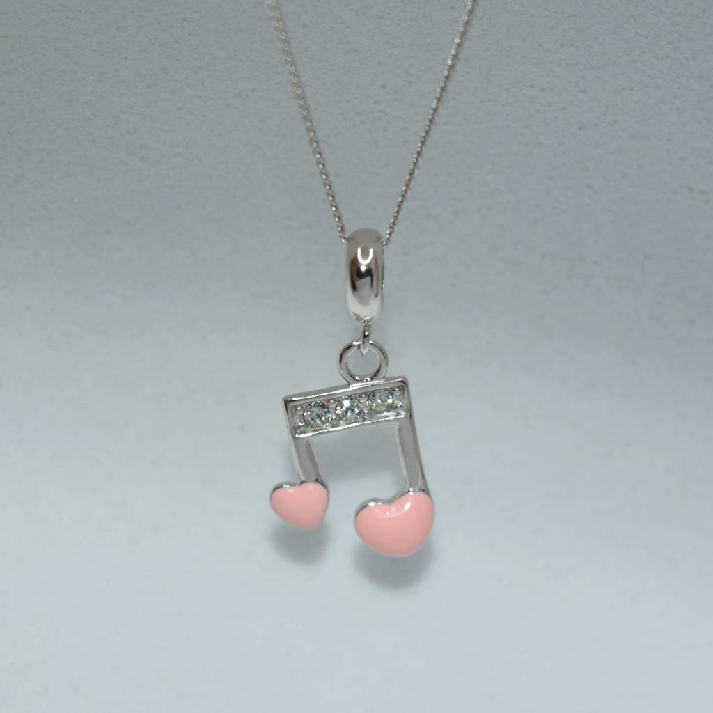 Musical Note Heart Charm Pendant - 925 Silver Jewelry : 1302