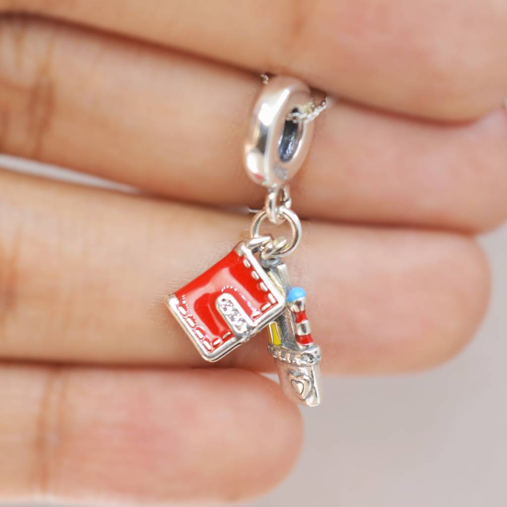 Book And Stationery Charm Pendant - 925 Silver Jewelry : 1304