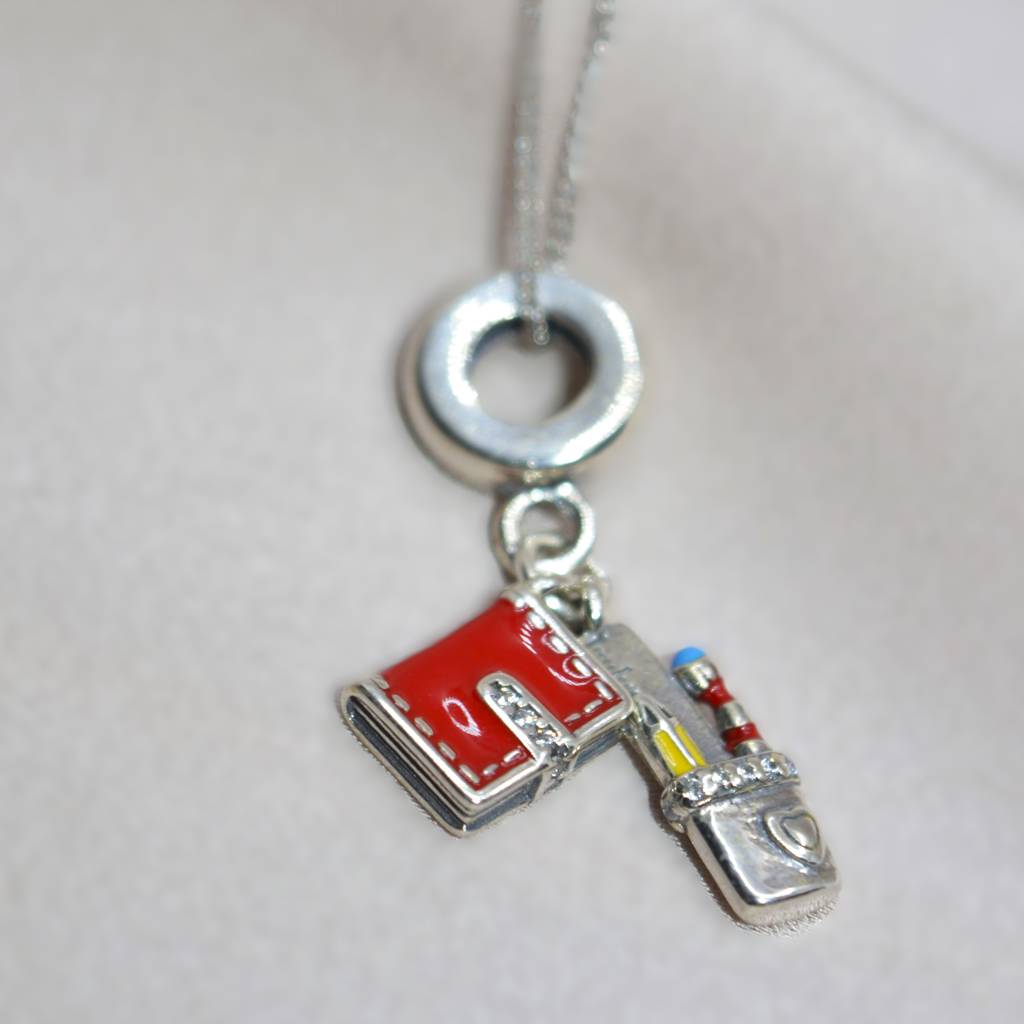 Book And Stationery Charm Pendant - 925 Silver Jewelry : 1304