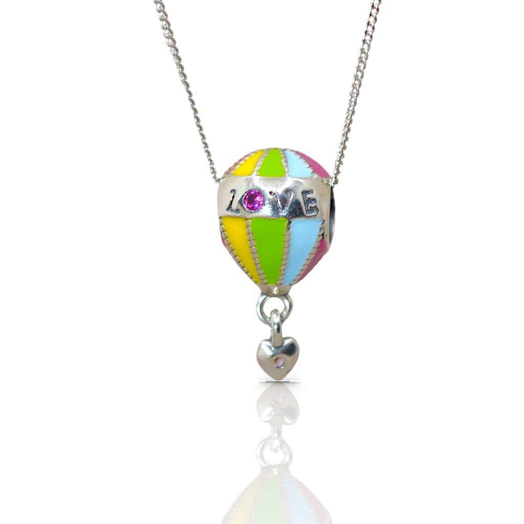 Colorful Hot Air Balloon Charm Pendant - 925 Silver Jewelry : 1305