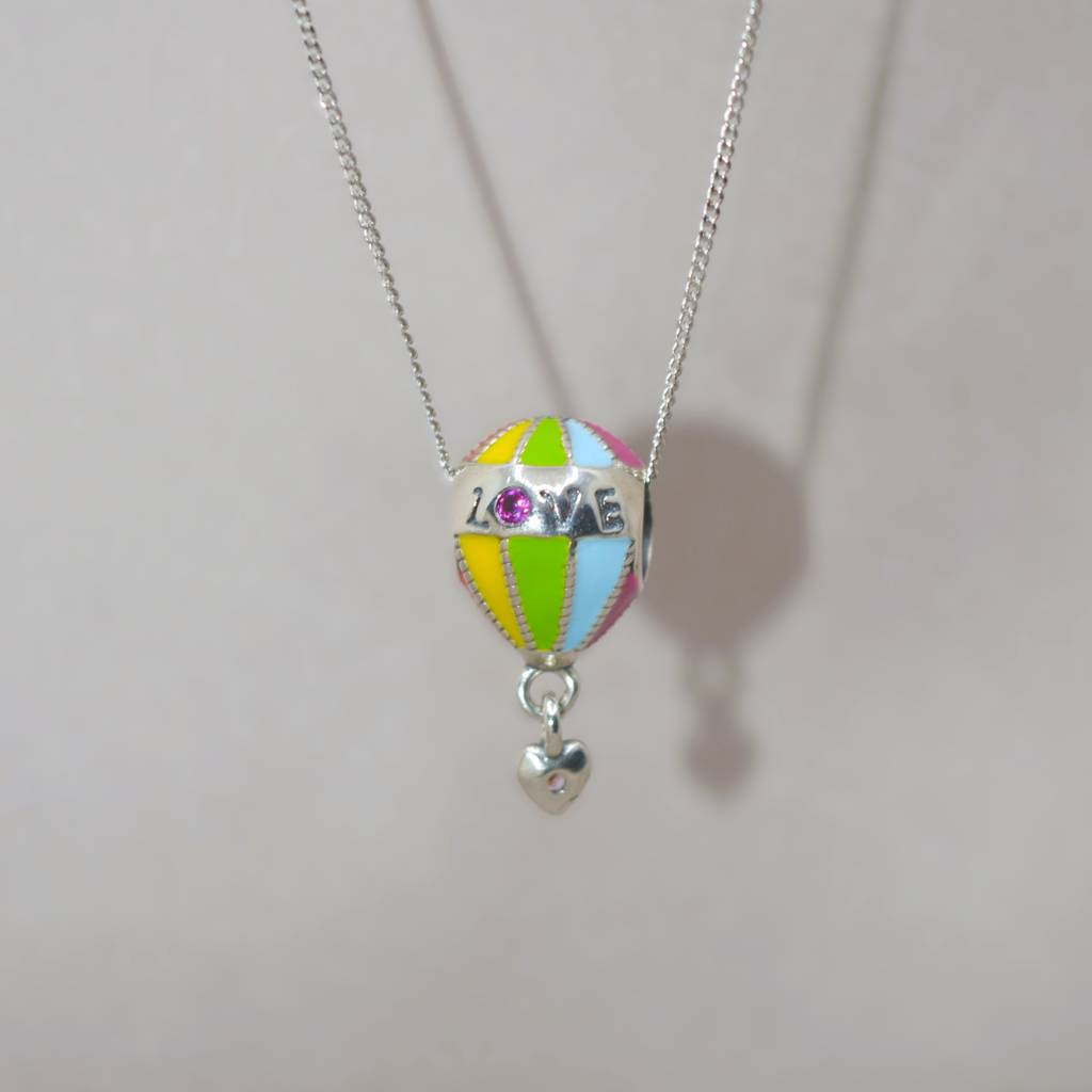 Colorful Hot Air Balloon Charm Pendant - 925 Silver Jewelry : 1305