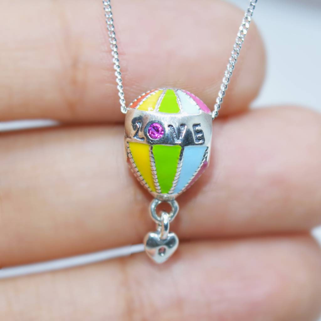 Colorful Hot Air Balloon Charm Pendant - 925 Silver Jewelry : 1305