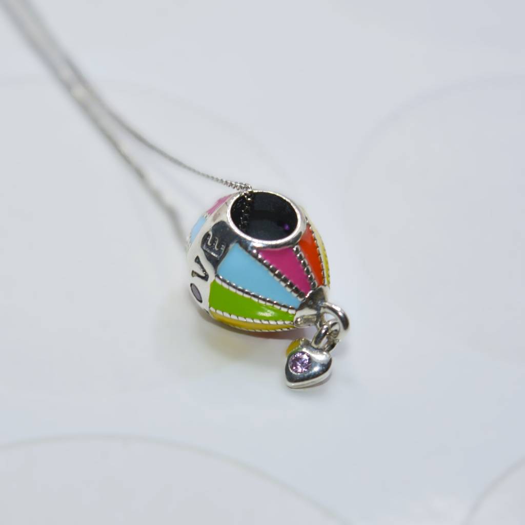 Colorful Hot Air Balloon Charm Pendant - 925 Silver Jewelry : 1305