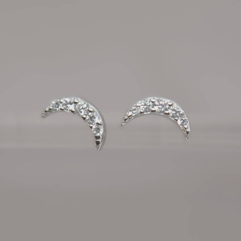 Crescent Moon Stud Earrings For Teens - 925 Silver Jewelry : 1307