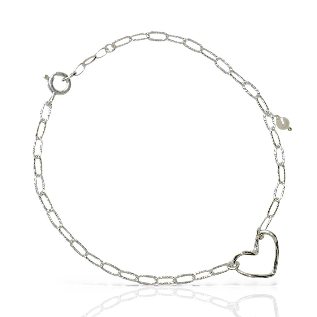 Delicate Heart-Shaped Chain Bracelet - 925 Silver Jewelry : 1308