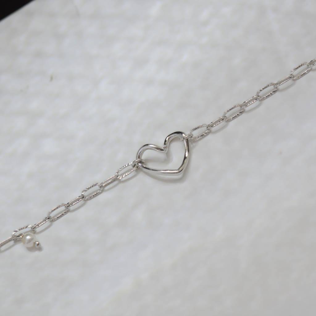 Delicate Heart-Shaped Chain Bracelet - 925 Silver Jewelry : 1308