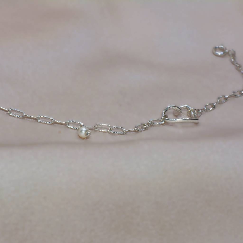 Delicate Heart-Shaped Chain Bracelet - 925 Silver Jewelry : 1308