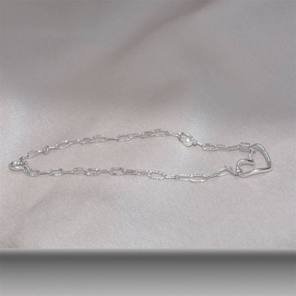 Delicate Heart-Shaped Chain Bracelet - 925 Silver Jewelry : 1308