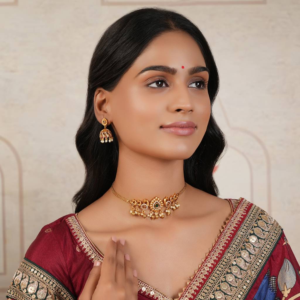 Elegant Gold Plated Peacock Necklace Set : SJ068