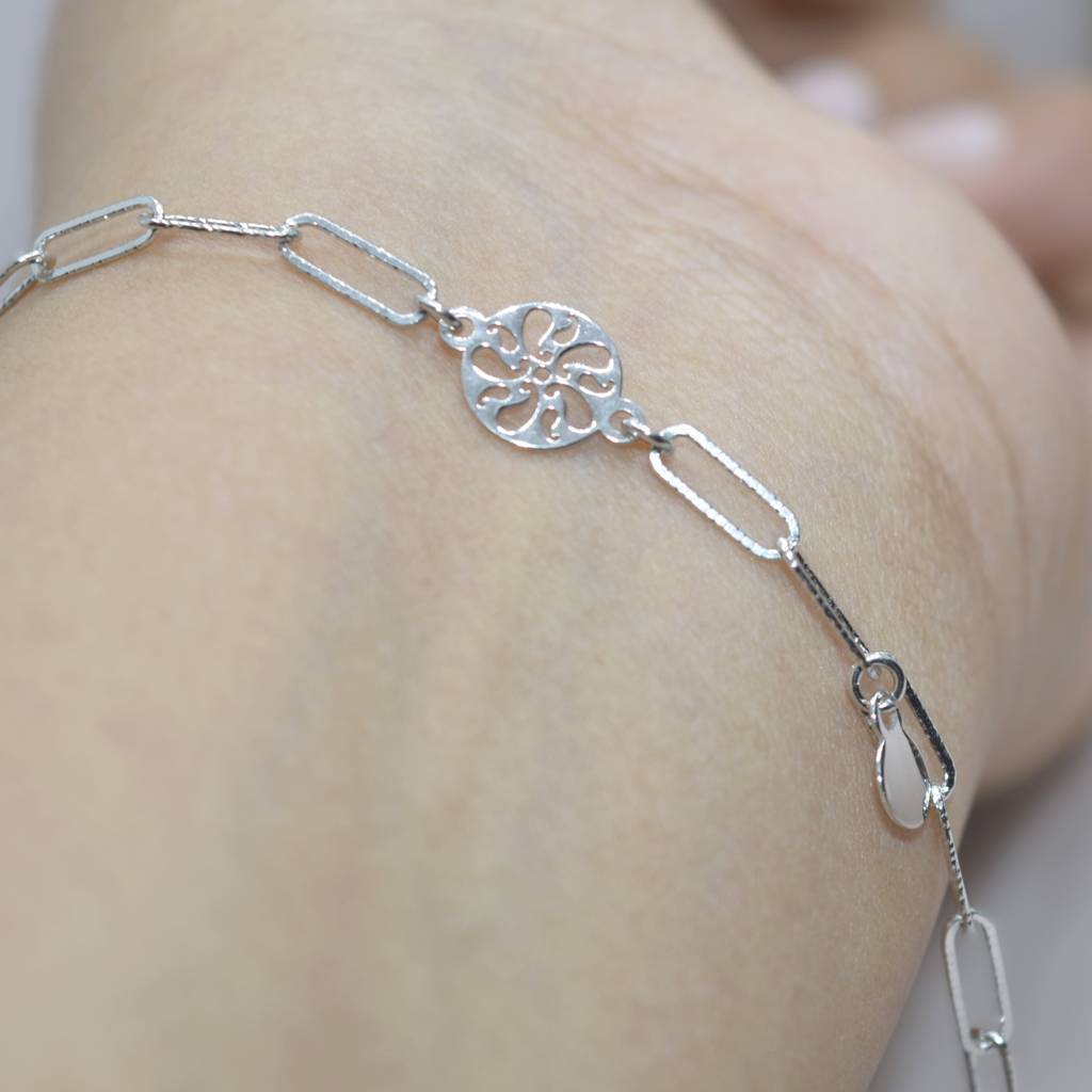 Chain Bracelet With Filigree Charm - 925 Silver Jewelry : 1310