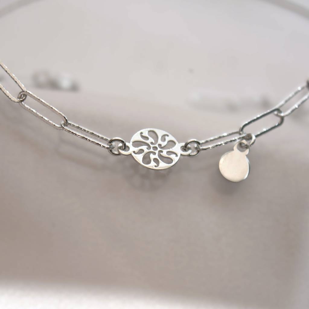 Chain Bracelet With Filigree Charm - 925 Silver Jewelry : 1310