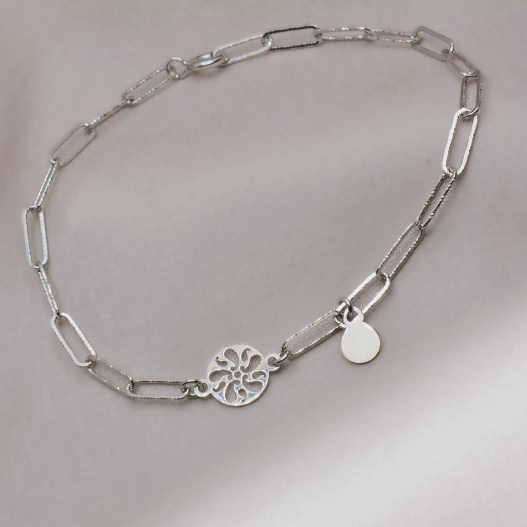 Chain Bracelet With Filigree Charm - 925 Silver Jewelry : 1310
