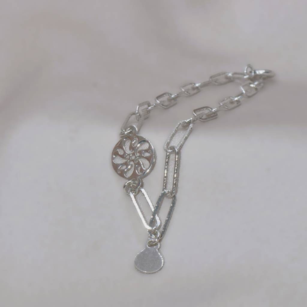 Chain Bracelet With Filigree Charm - 925 Silver Jewelry : 1310