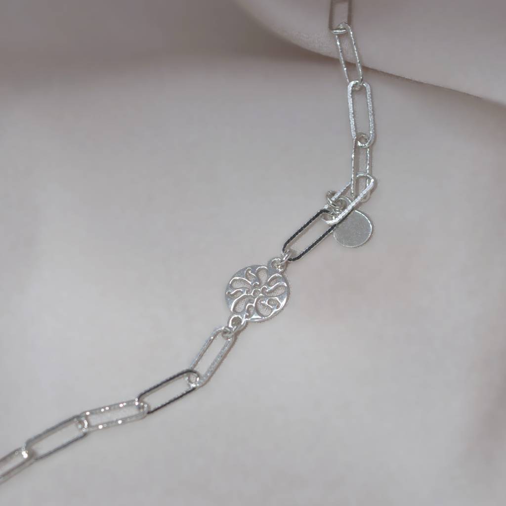 Chain Bracelet With Filigree Charm - 925 Silver Jewelry : 1310
