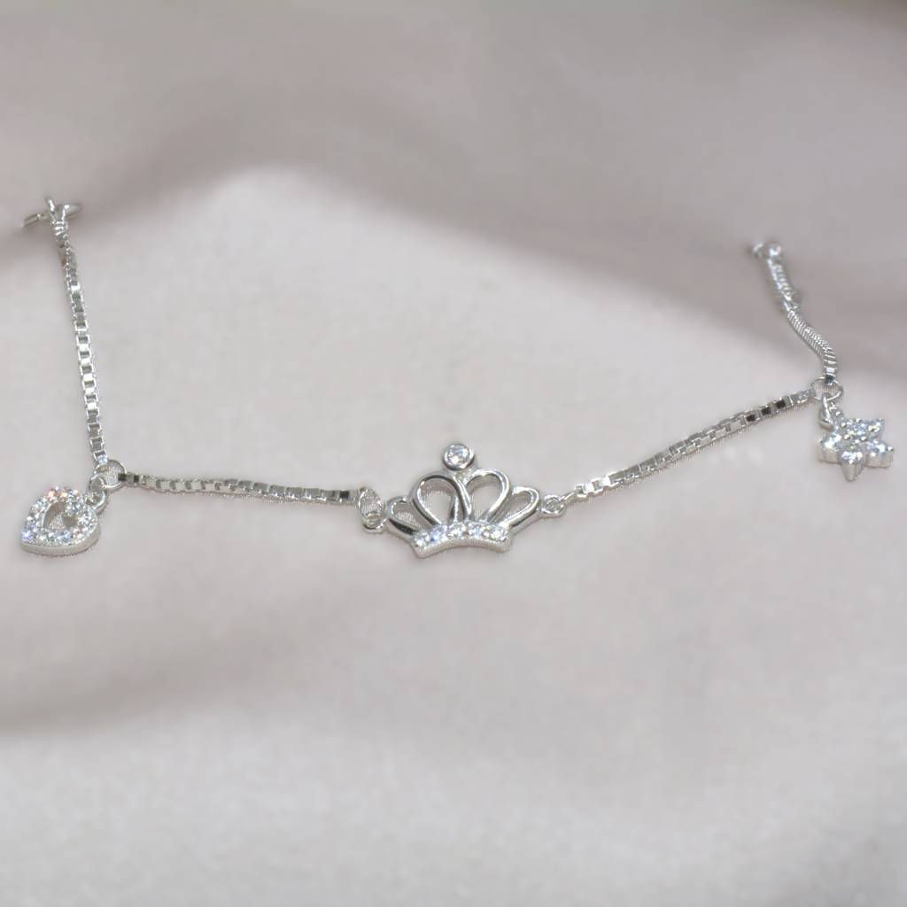 Crown Charm Bracelet - 925 Silver Jewelry : 1311
