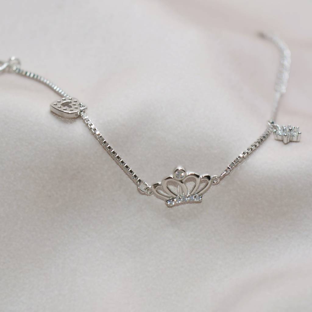Crown Charm Bracelet - 925 Silver Jewelry : 1311