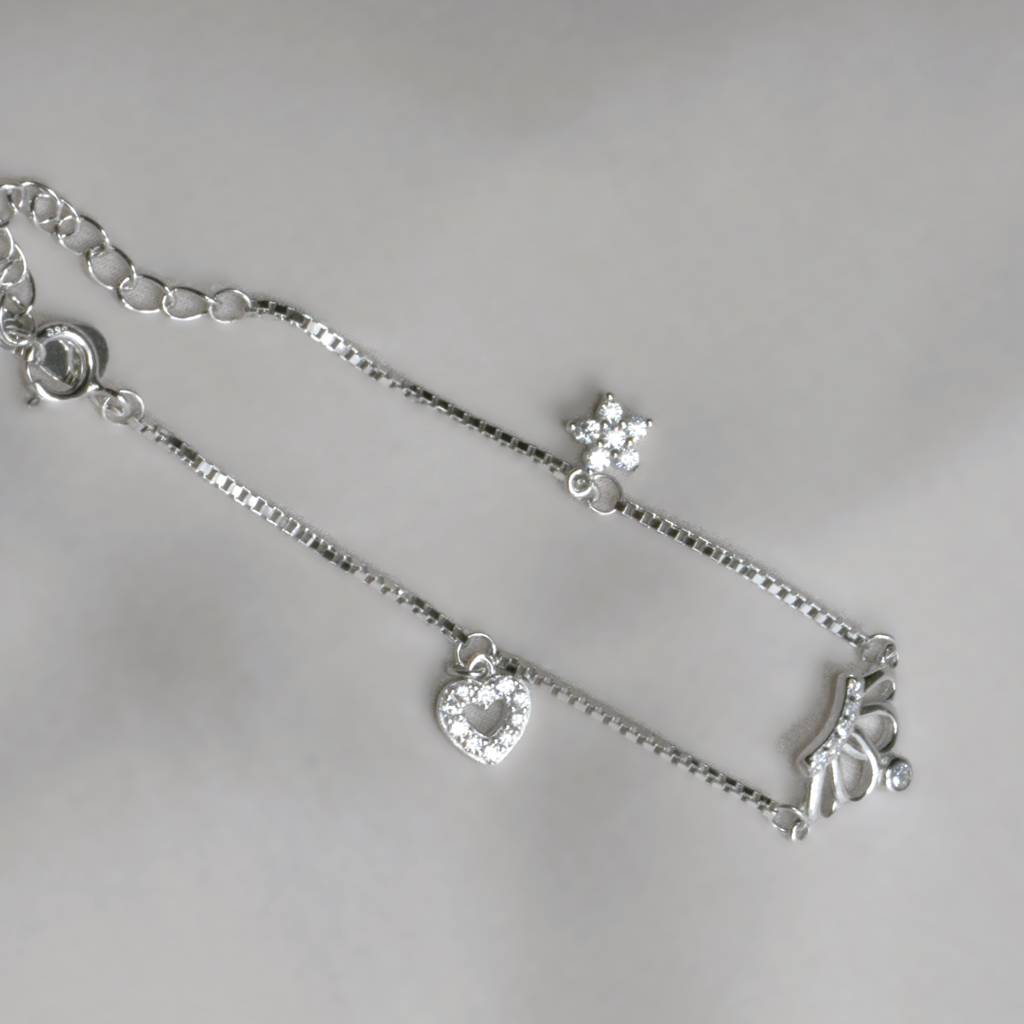 Crown Charm Bracelet - 925 Silver Jewelry : 1311