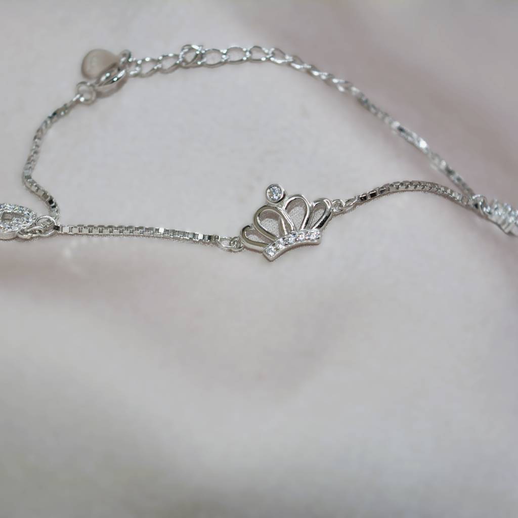 Crown Charm Bracelet - 925 Silver Jewelry : 1311