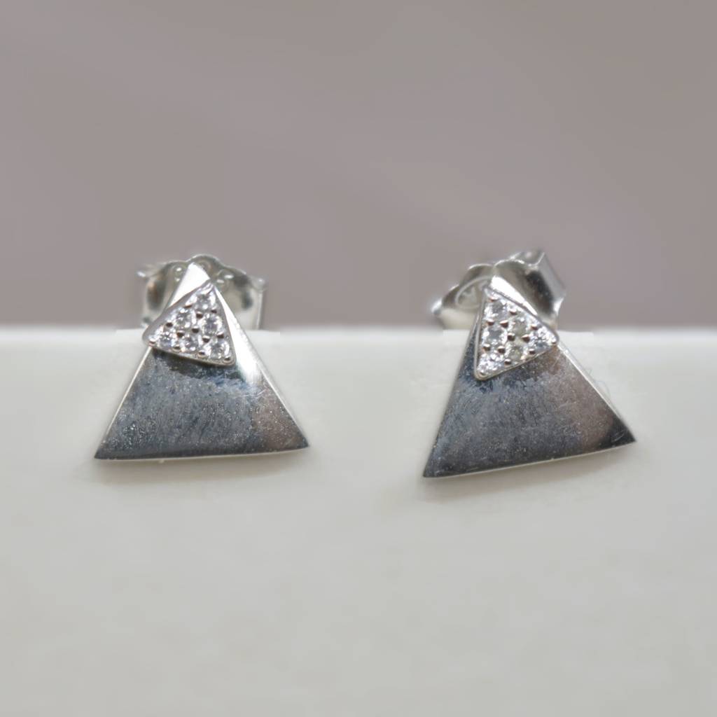 Triangular Jacket Stud Earrings - 925 Silver Jewelry : 1312